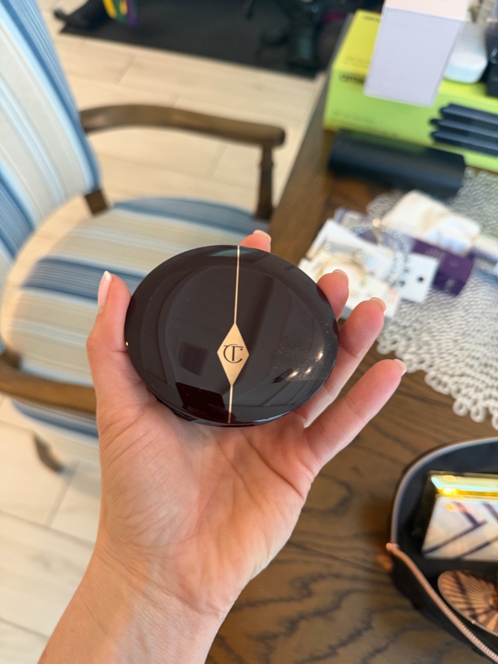 Charlotte Tilbury Deep Brown Compact with Gold Accent